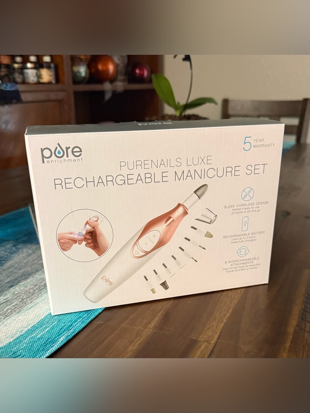 Pure Enrichment PureNails Luxe Rechargeable Manicure Set Cordless Nail Drill Kit